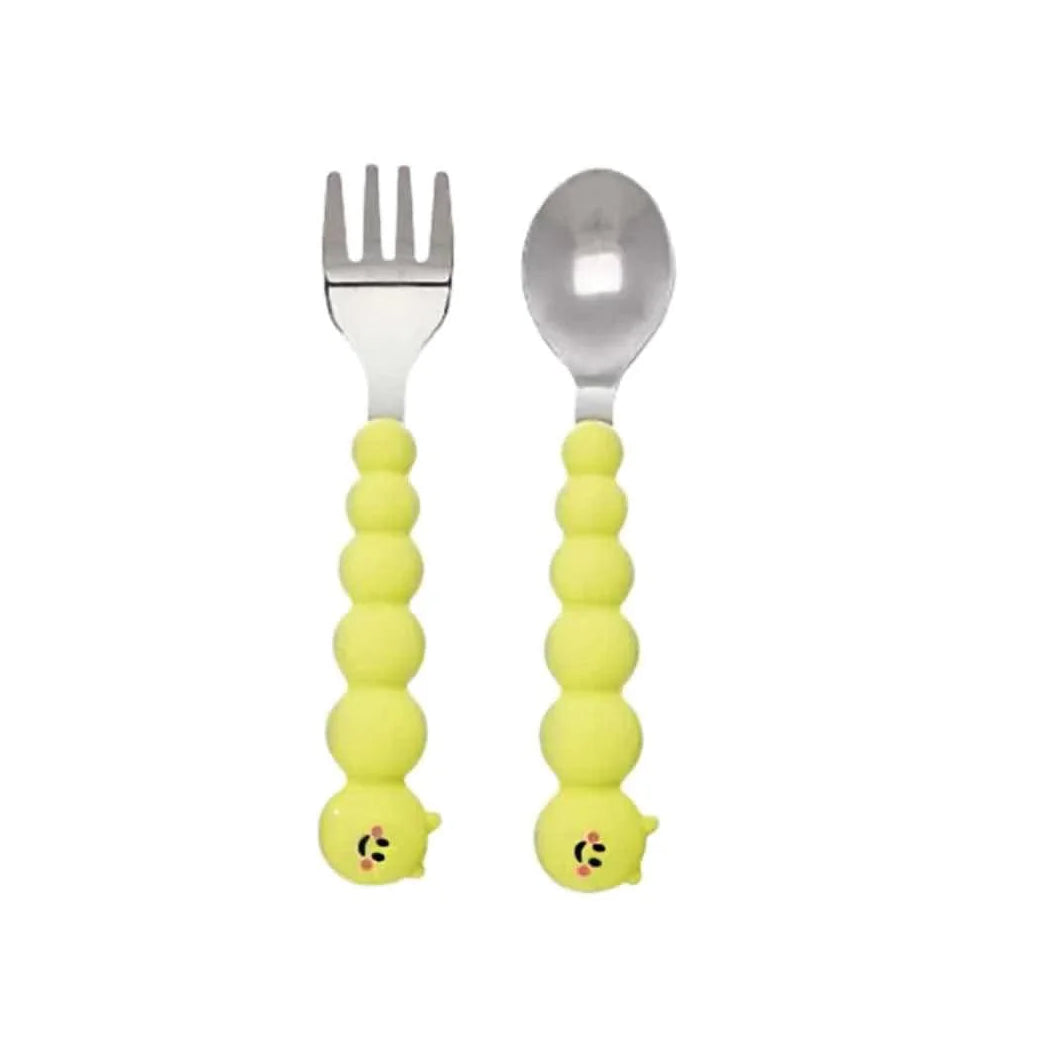 Set de cubiertos de silicona y acero inoxidable Oruga