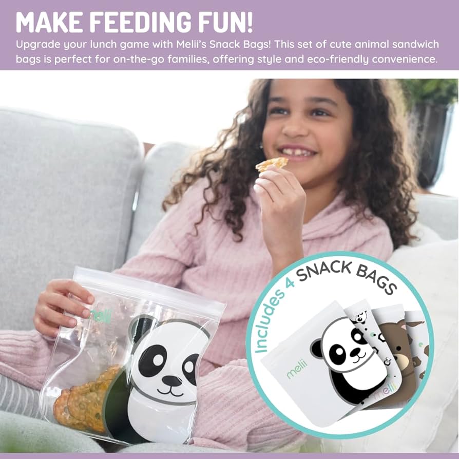 Pack de 4 bolsas para snacks reutilizables