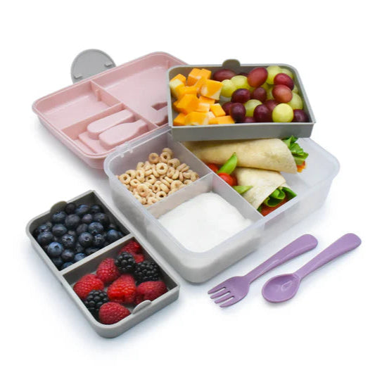 Lonchera bento box con cubiertos - Rosado