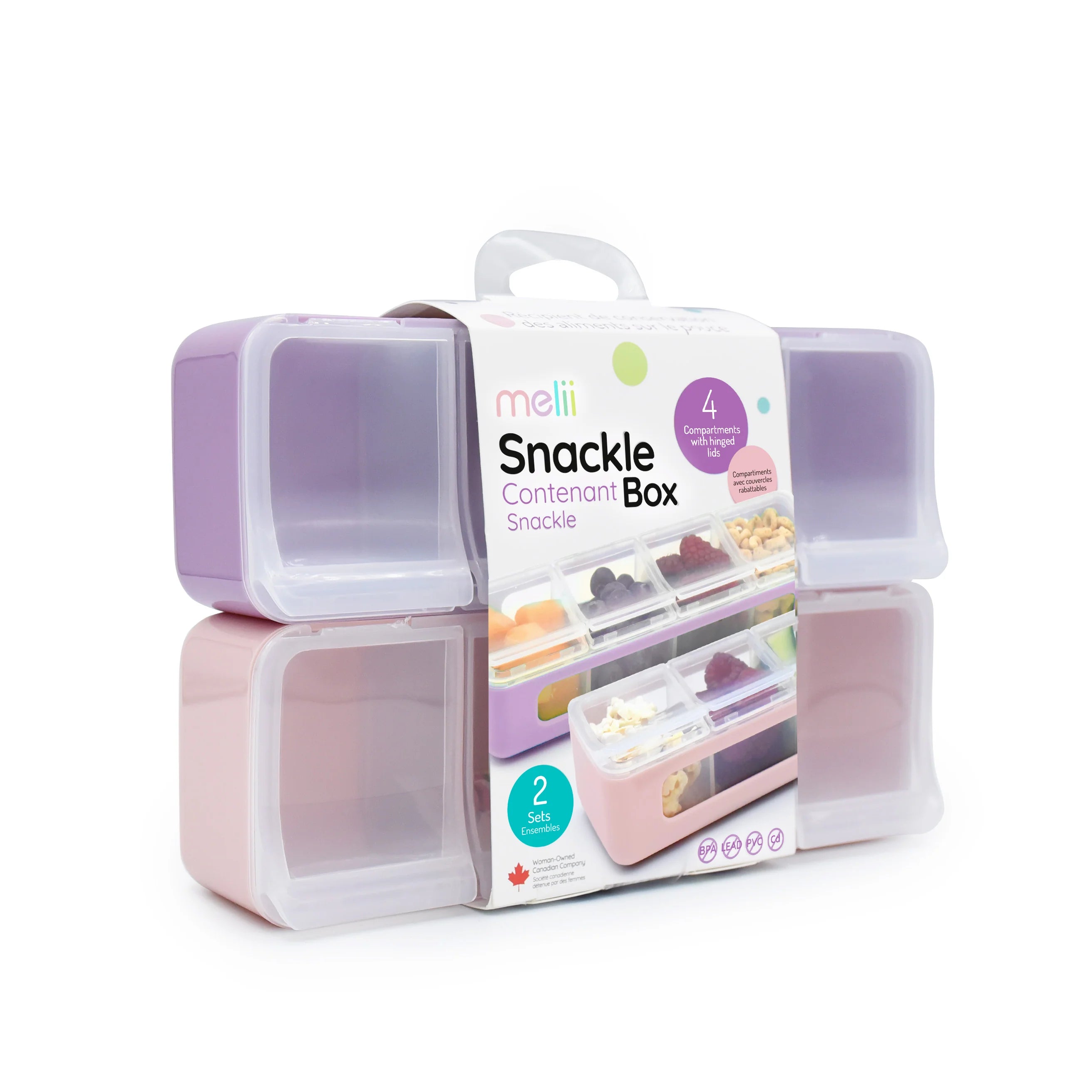 Pack de 2 contenedores de 4 compartimientos Rosado/Morado