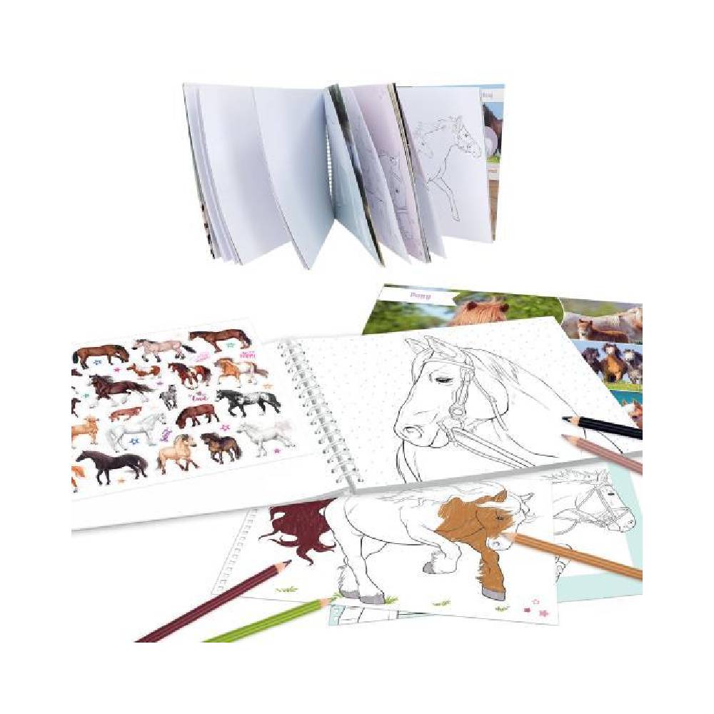 Libro para colorear Caballos con Stickers