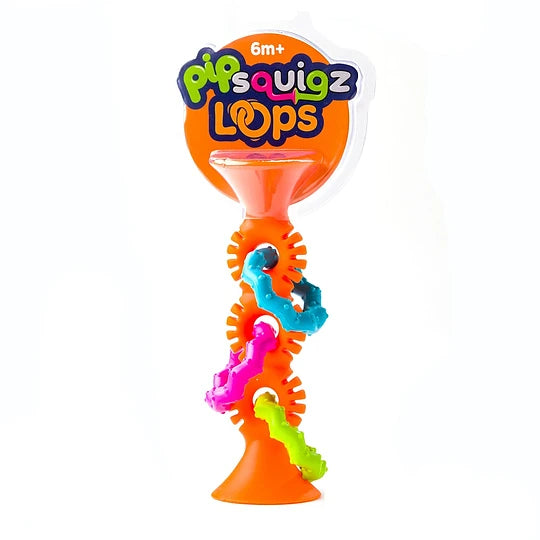 Mordedores sonajeros sensoriales Pipsquigz loops Naranjo