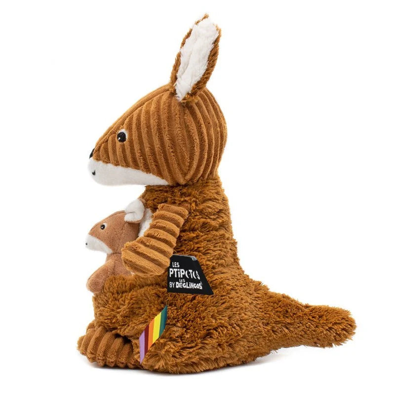 Peluche Canguro Allezou Mamá Y Bebé - Café