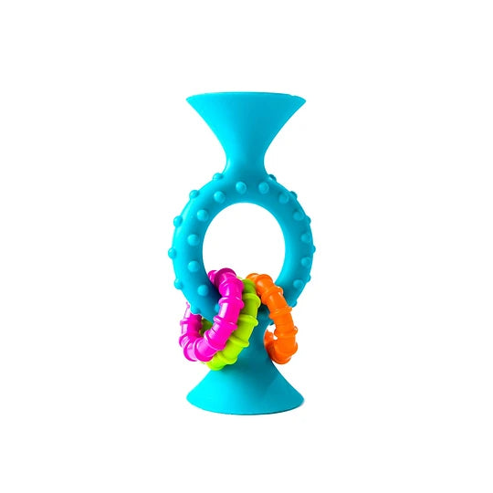 Mordedores sonajeros sensoriales Pipsquigz loops celeste