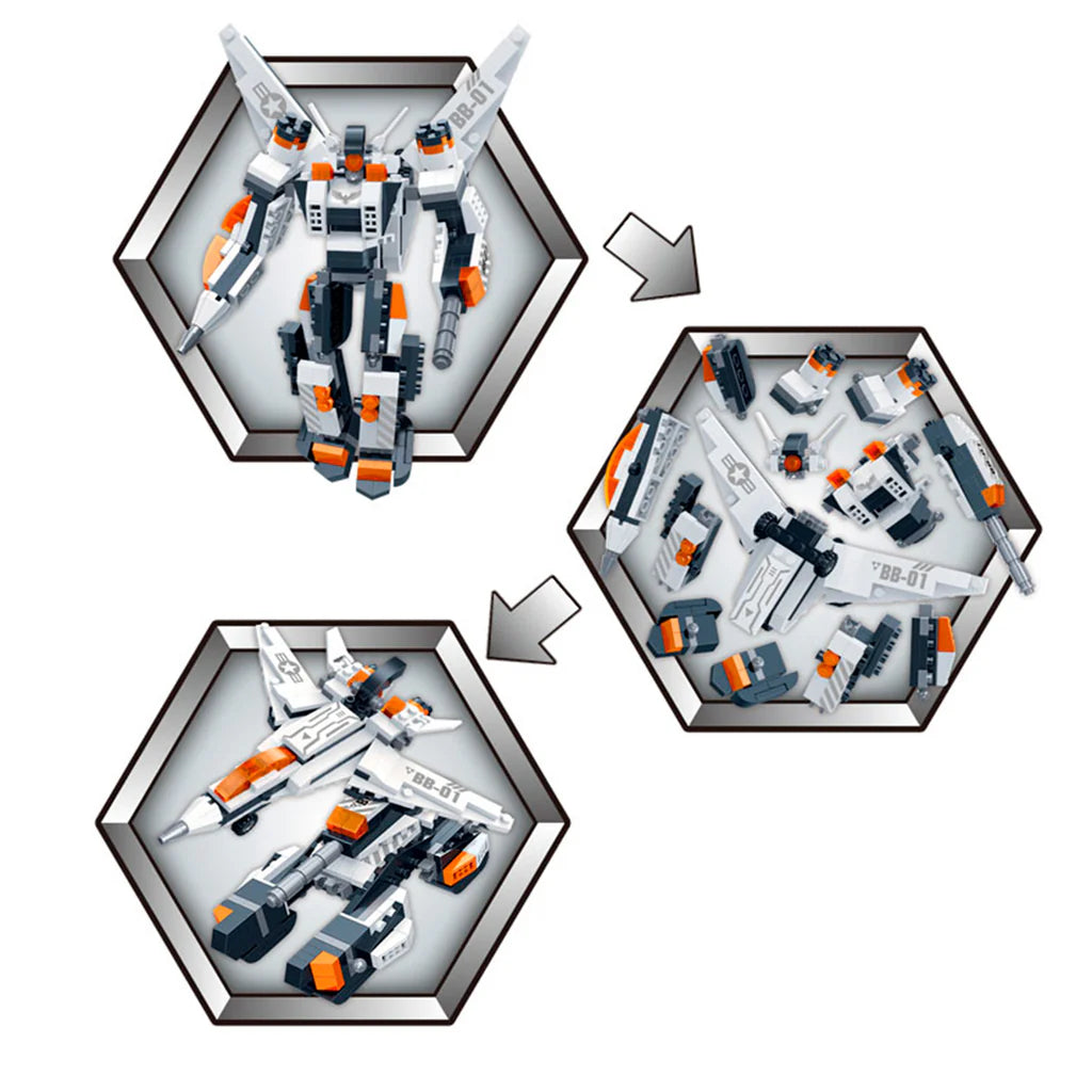 Set de Bloques Robot Merch II Naranjo 3 en 1 215 Piezas