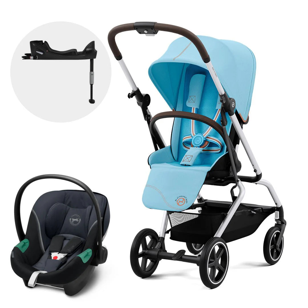 Travel System Eezy S Twist Plus + Aton S2 + Base - Silver Beach Blue