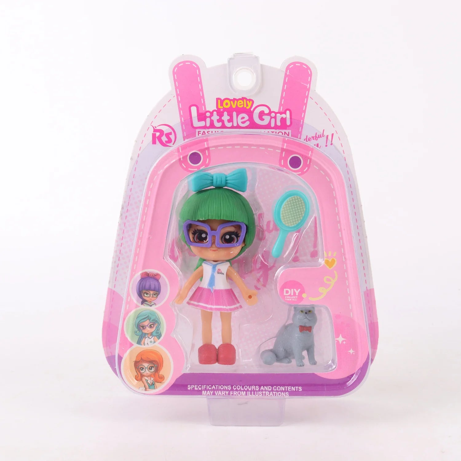 Muñeca miniatura con mascota coleccionable Lovely Little Girl Verde