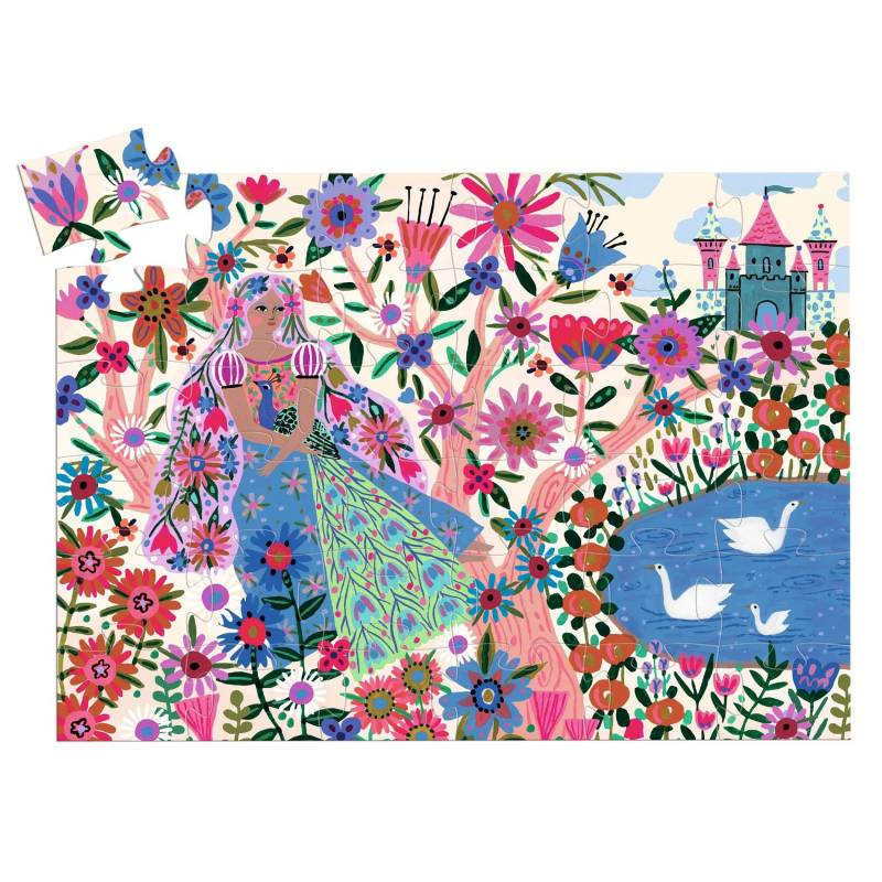 Puzzle Silueta La princesa y su pavo real 36 piezas