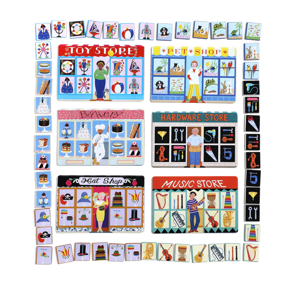 Juego pequeño bingo: vitrina de tiendas