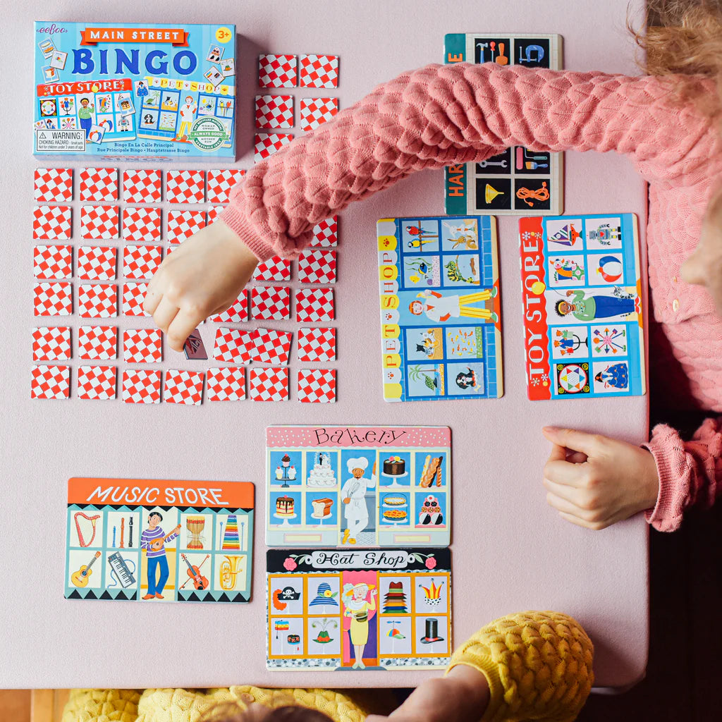 Juego pequeño bingo: vitrina de tiendas