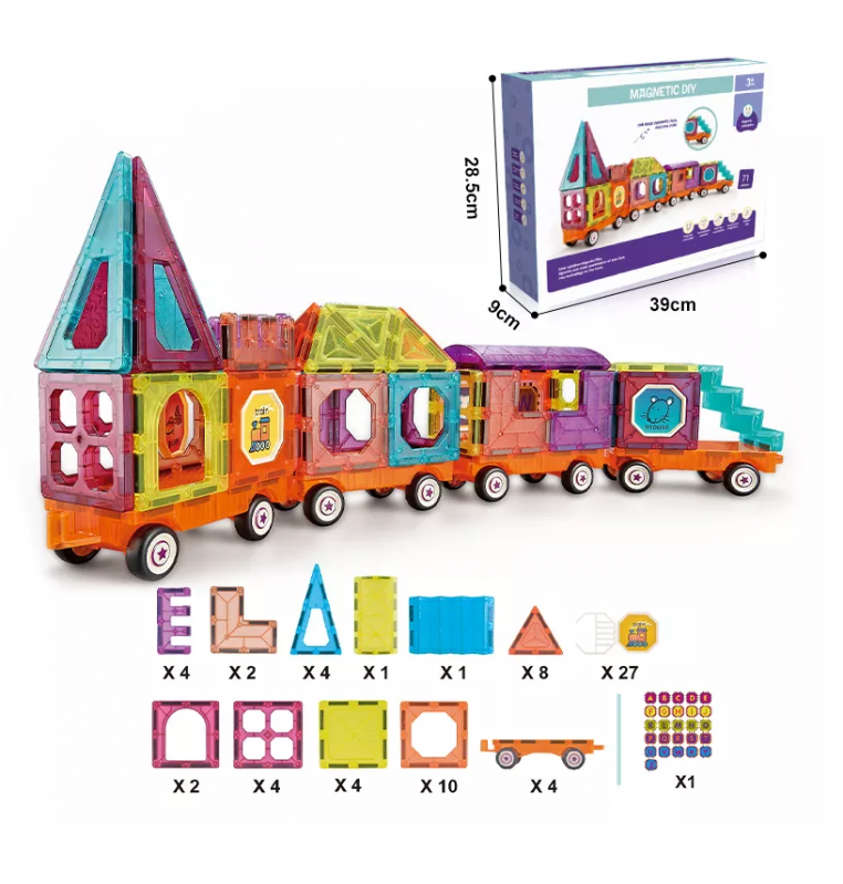 Bloques Magnéticos Diy Tren 71 Piezas