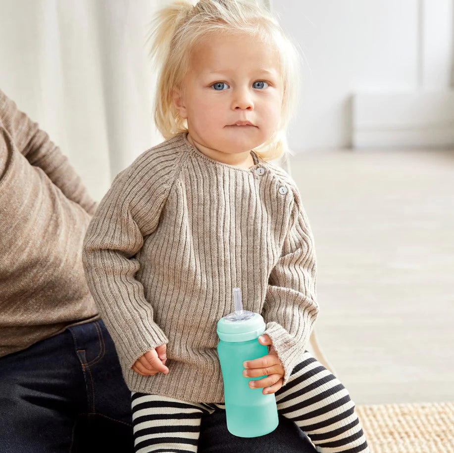 Mamadera de vidrio con bombilla 240 ml - Verde