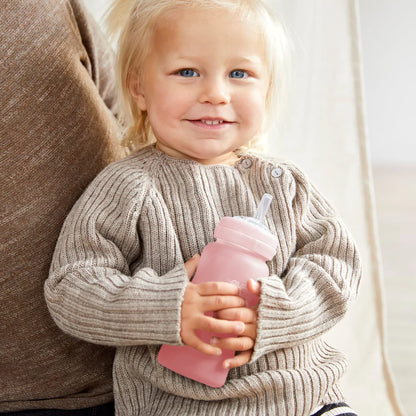 Mamadera de vidrio con bombilla 240 ml - Rosado