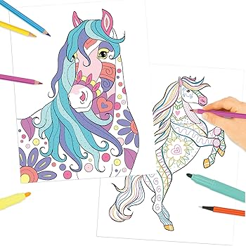 Libro para Colorear y Diseñar Amigos de los Caballos