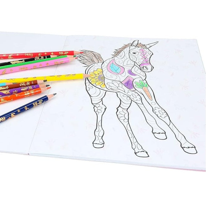 Libro para Colorear y Diseñar Amigos de los Caballos
