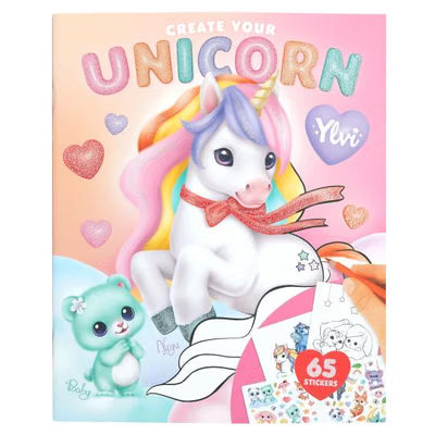 Cuaderno con plantillas y stickers mundo unicornios