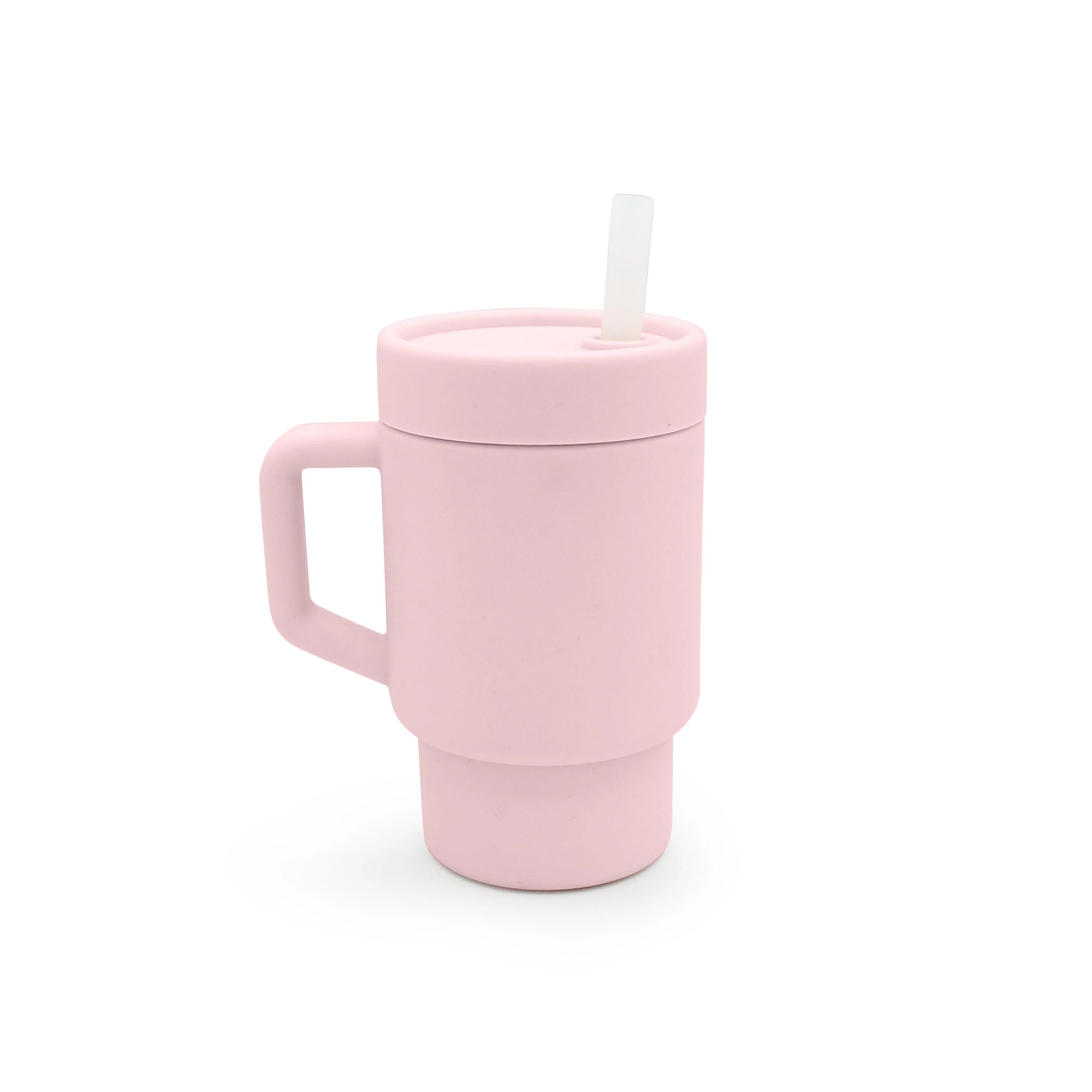 Vaso de silicona con bombilla - Rosado