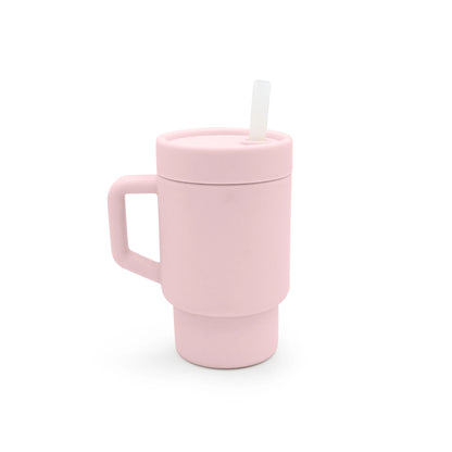 Vaso de silicona con bombilla - Rosado