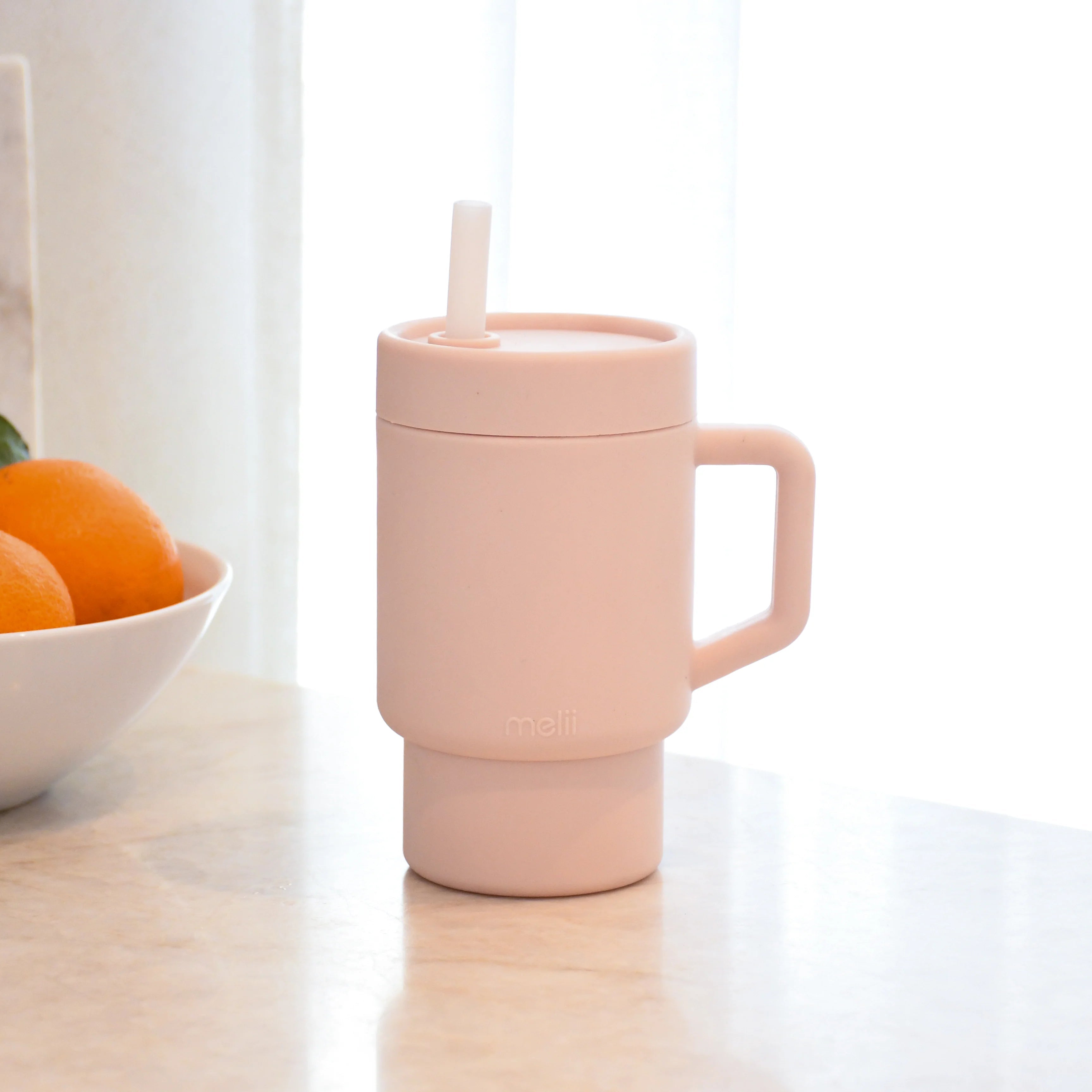 Vaso de silicona con bombilla - Rosado