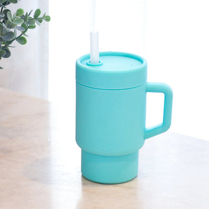 Vaso de silicona con bombilla - Azul