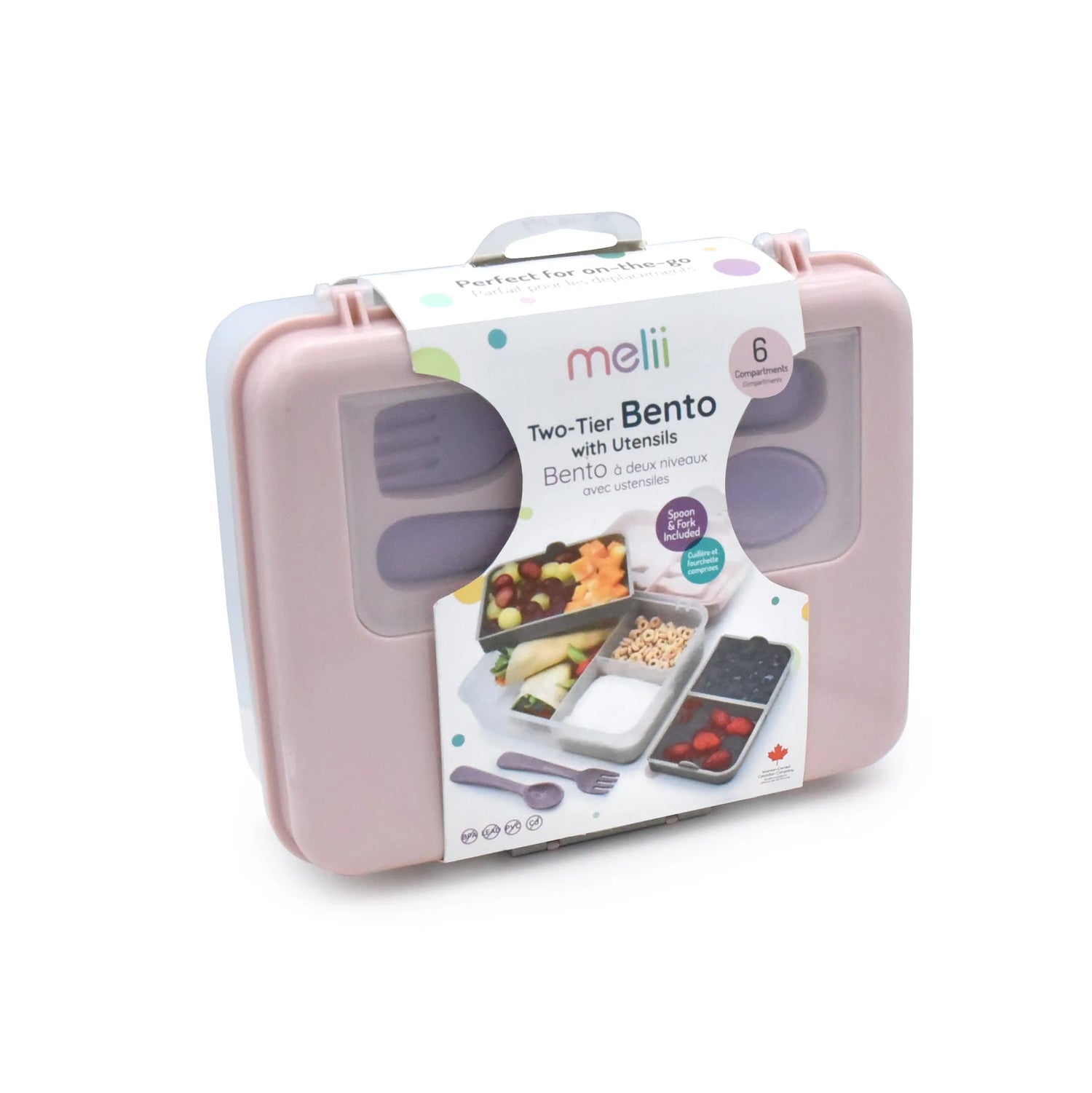 Lonchera bento box con cubiertos - Rosado