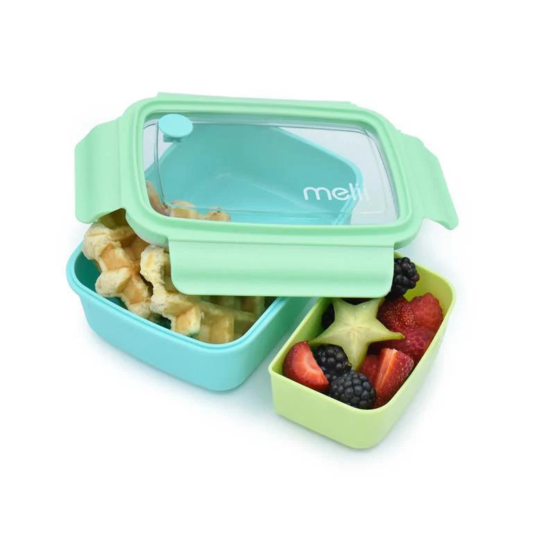 Lonchera bento box con compartimientos 880 ml - Azul