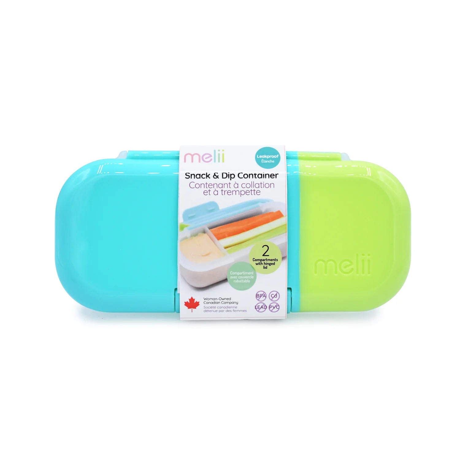 Contenedor de snacks y salsa