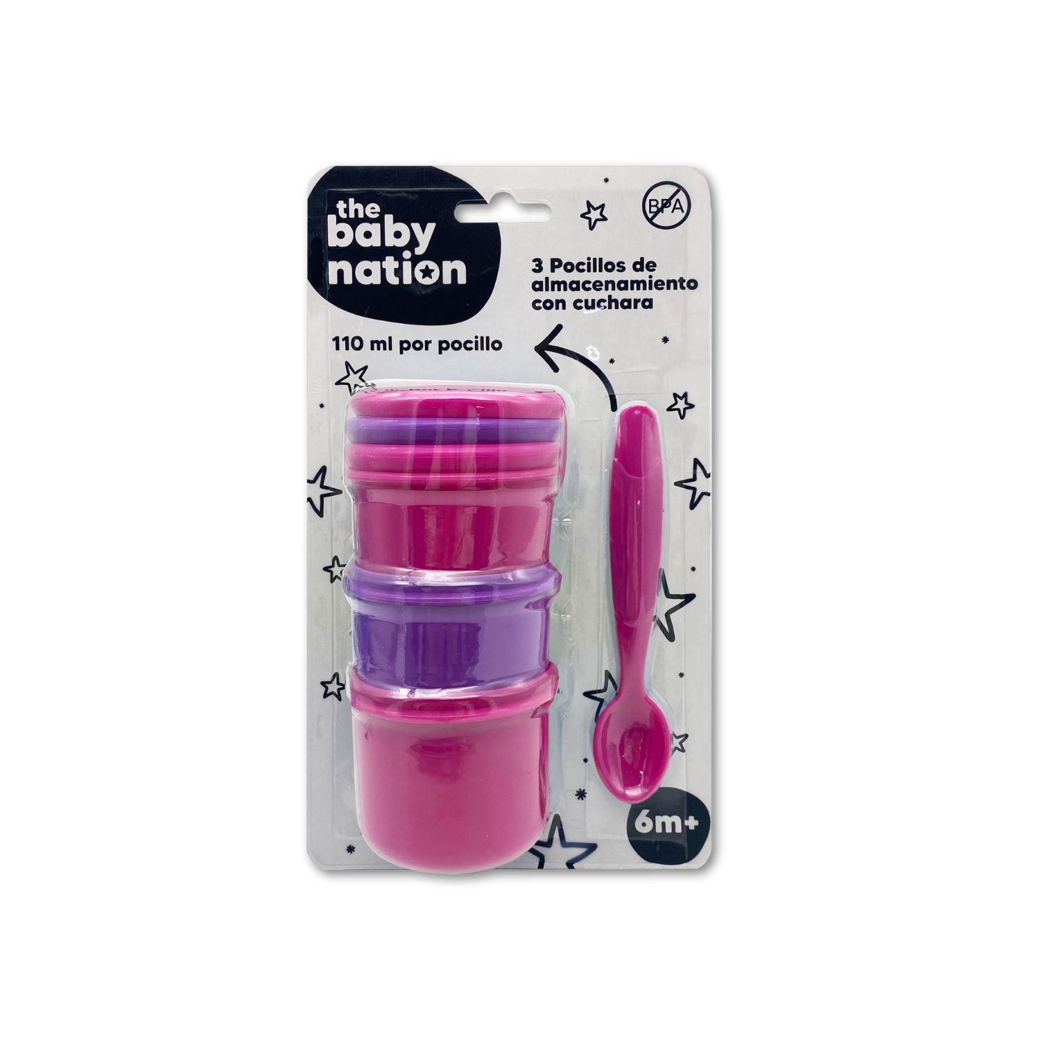 Pack de 3 Pocillos con Cuchara Rosada