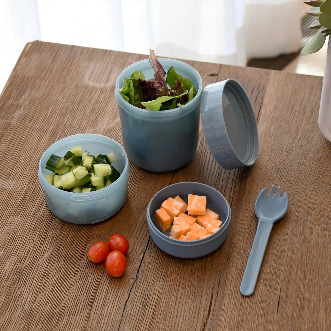 Contenedor para yoghurt y ensalada - Azul