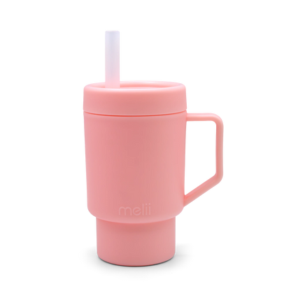 Vaso de plástico con bombilla - Rosado