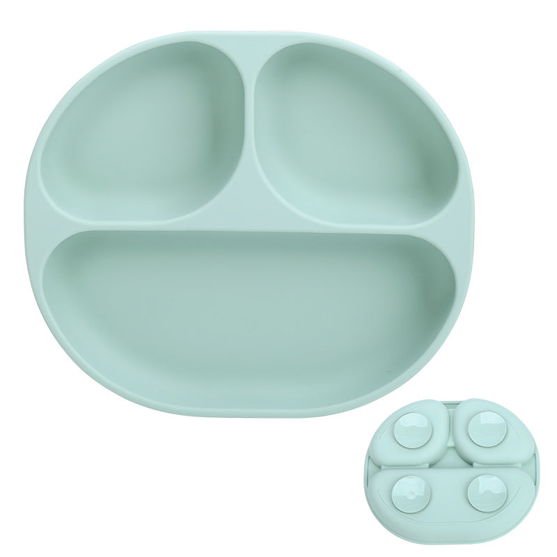 Plato de Silicona con Succión y Divisiones Azul
