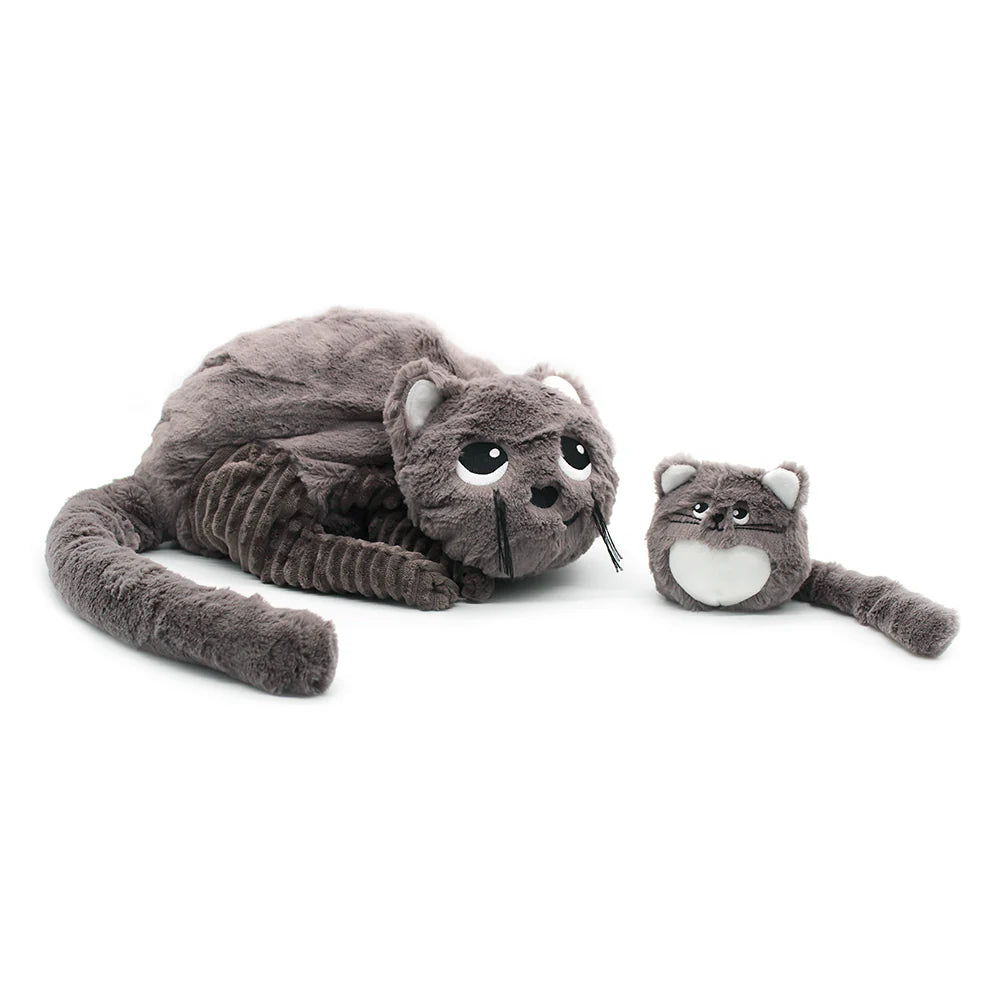 Peluche Gato Miaou Mamá y Bebé - Gris