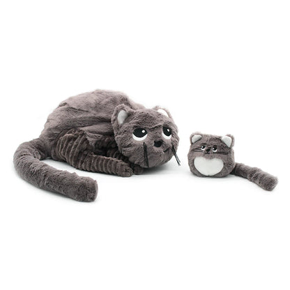 Peluche Gato Miaou Mamá y Bebé - Gris