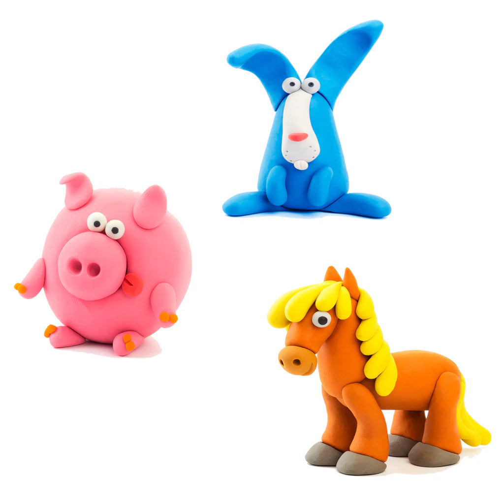 Animales de la Granja: Cerdo, Caballo, Conejo 6 Potes