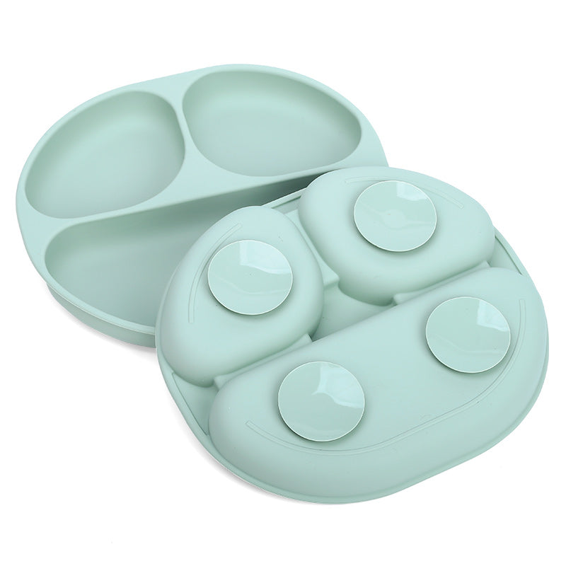 Plato de Silicona con Succión y Divisiones Azul