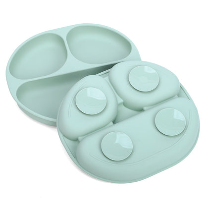 Plato de Silicona con Succión y Divisiones Azul