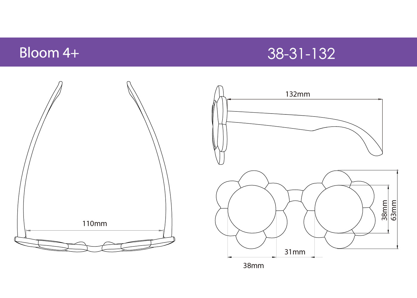 Lentes de sol Flores talla 4+