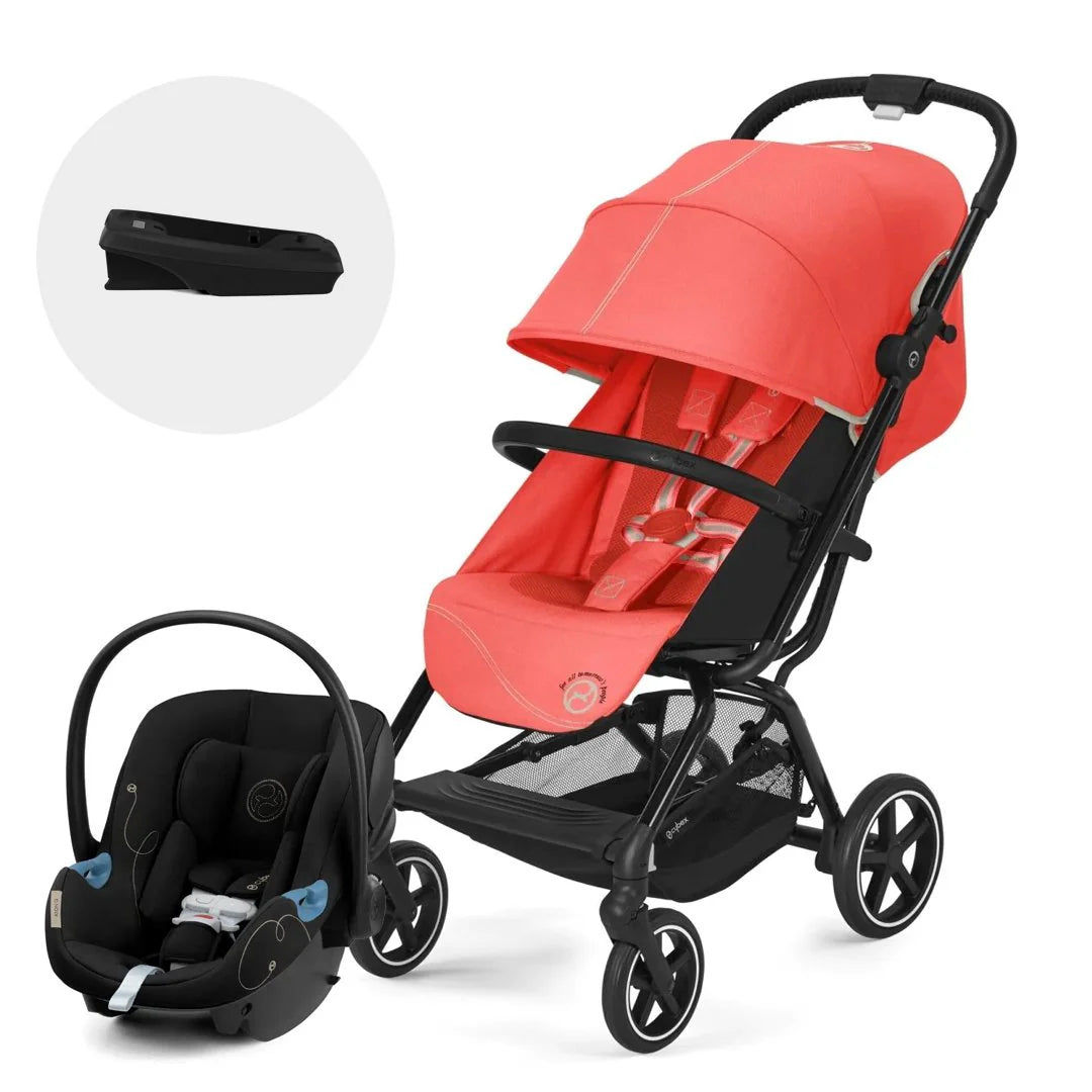 Travel System Eezy S Plus + Aton G + Base - Black Hibuscus Red