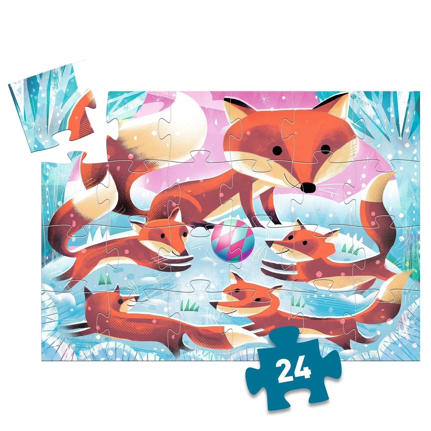 Puzzle silueta jengibre pequeño zorro - 24 unidades