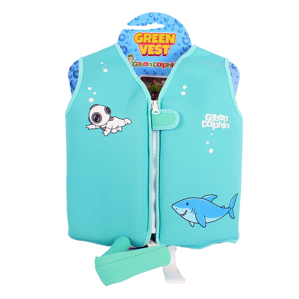 Chaleco Flotador Infantil Tiburón Celeste 19 a 30 kg