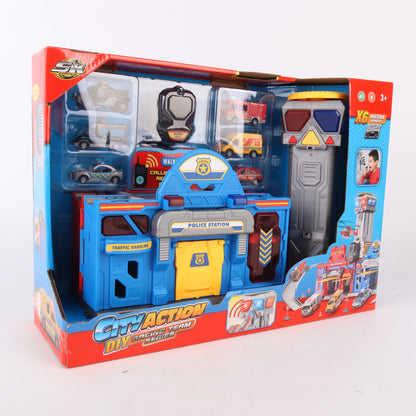 Estacionamiento 2 en 1. Bomberos y Policías