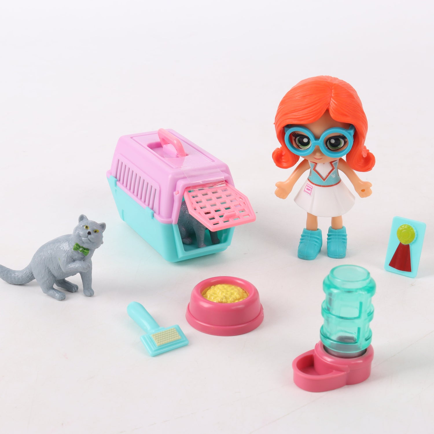 Set de juego muñeca con mascota y accesorios