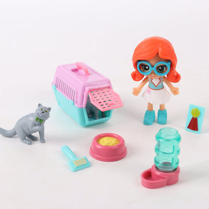 Set de juego muñeca con mascota y accesorios