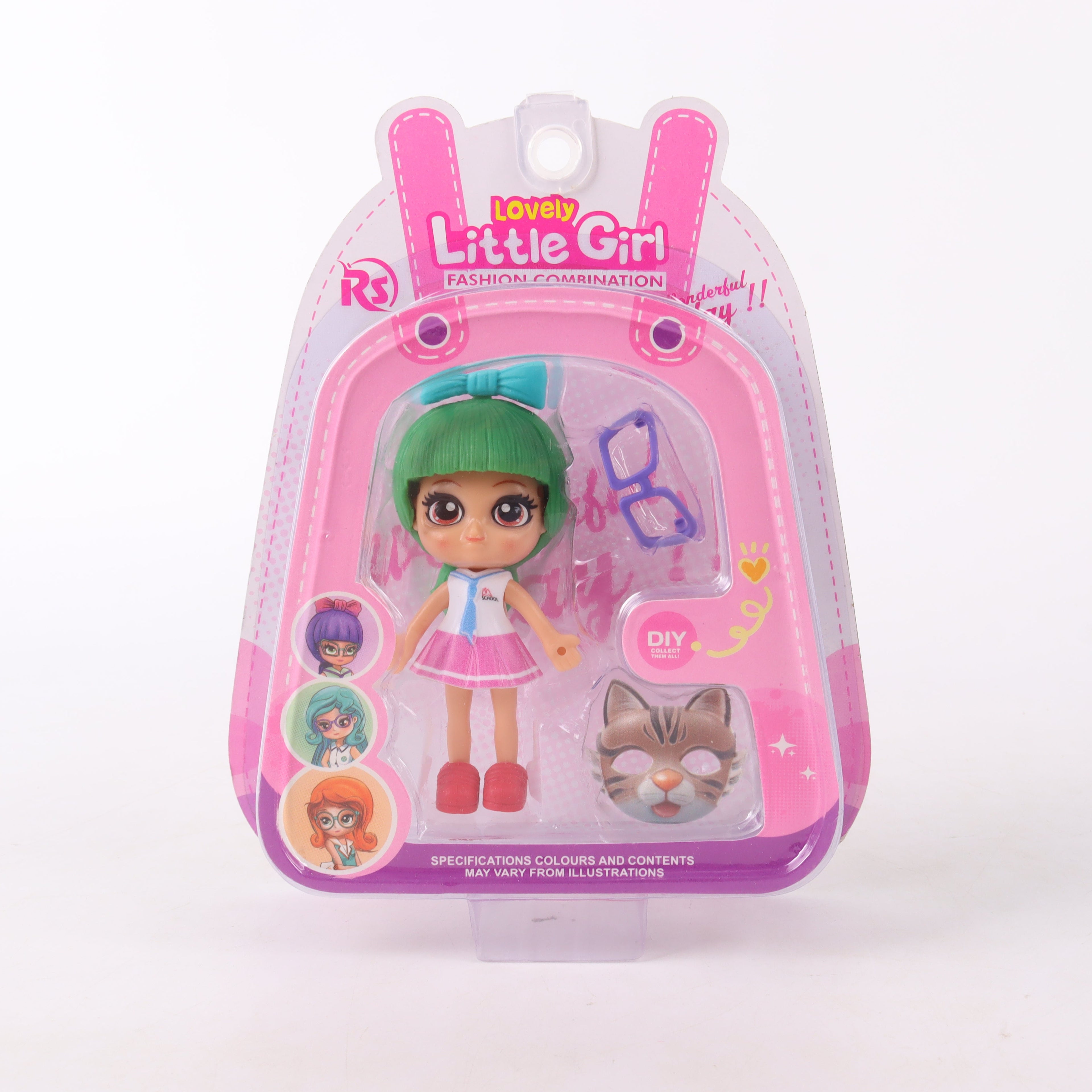 Muñeca miniatura con máscara coleccionable Lovely Little Girl