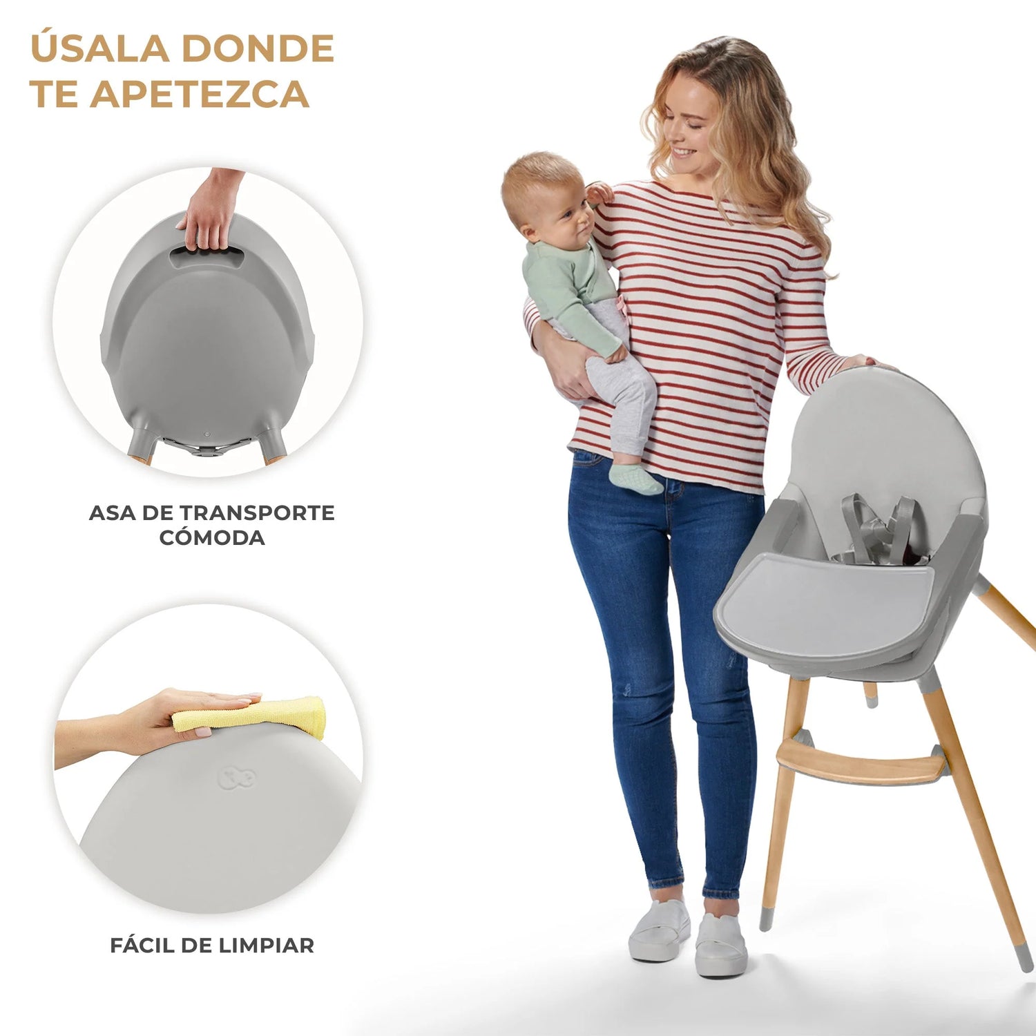 Silla de comer FINI 2 Gris