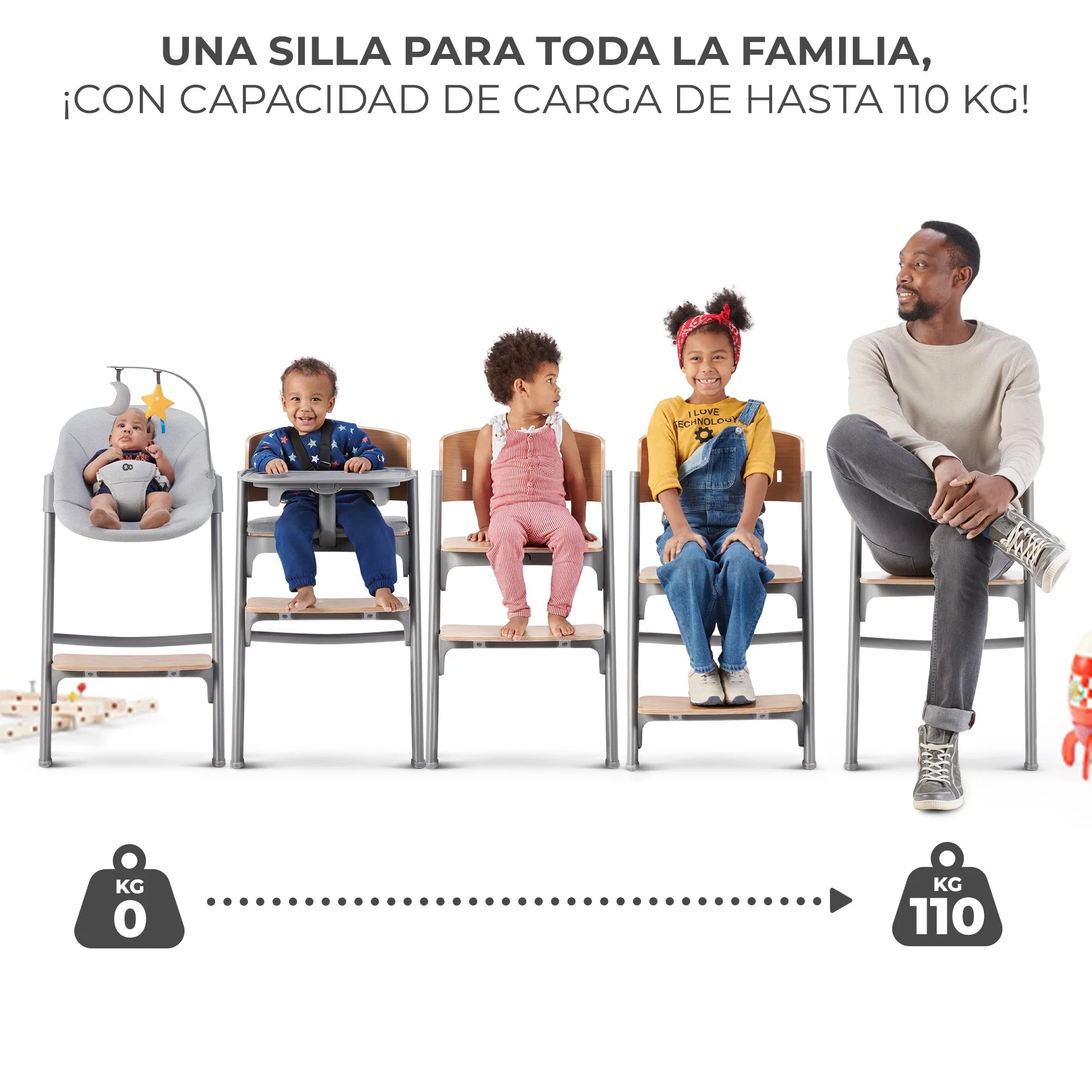 Silla de Comer Evolutiva LIVY 4 en 1 Wood + Silla Mecedora Calmee