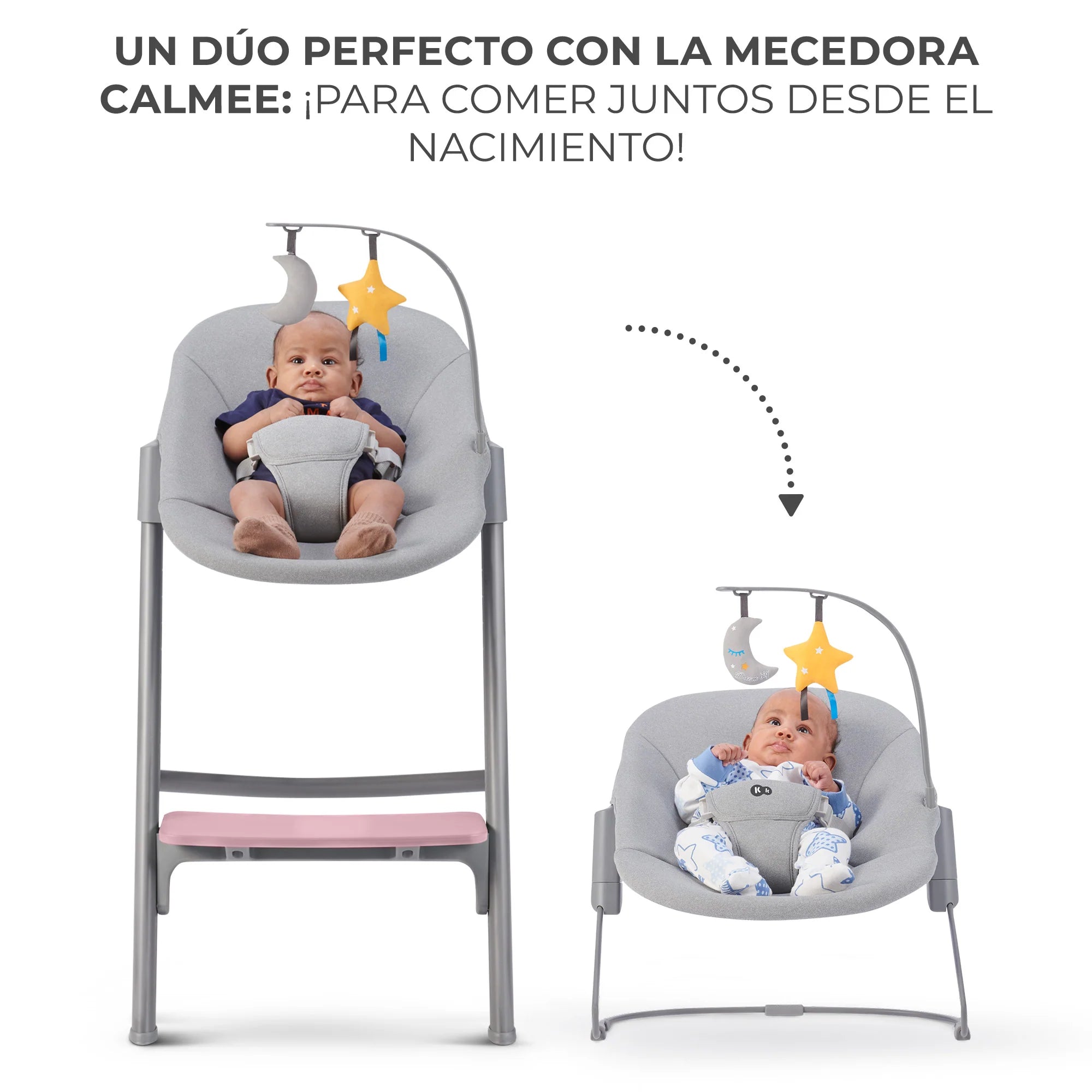 Silla de Comer Evolutiva LIVY 4 en 1 Pink + Silla Mecedora Calmee