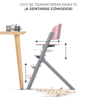 Silla de Comer Evolutiva LIVY 4 en 1 Pink + Silla Mecedora Calmee