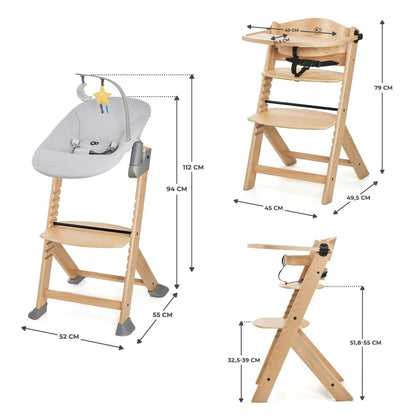 Silla de comer evolutiva 4 en 1: Silla Enock Wood + mecedora Calmee