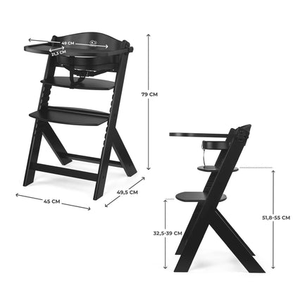 Silla de comer evolutiva 4 en 1: Silla Enock Full Black + mecedora Calmee